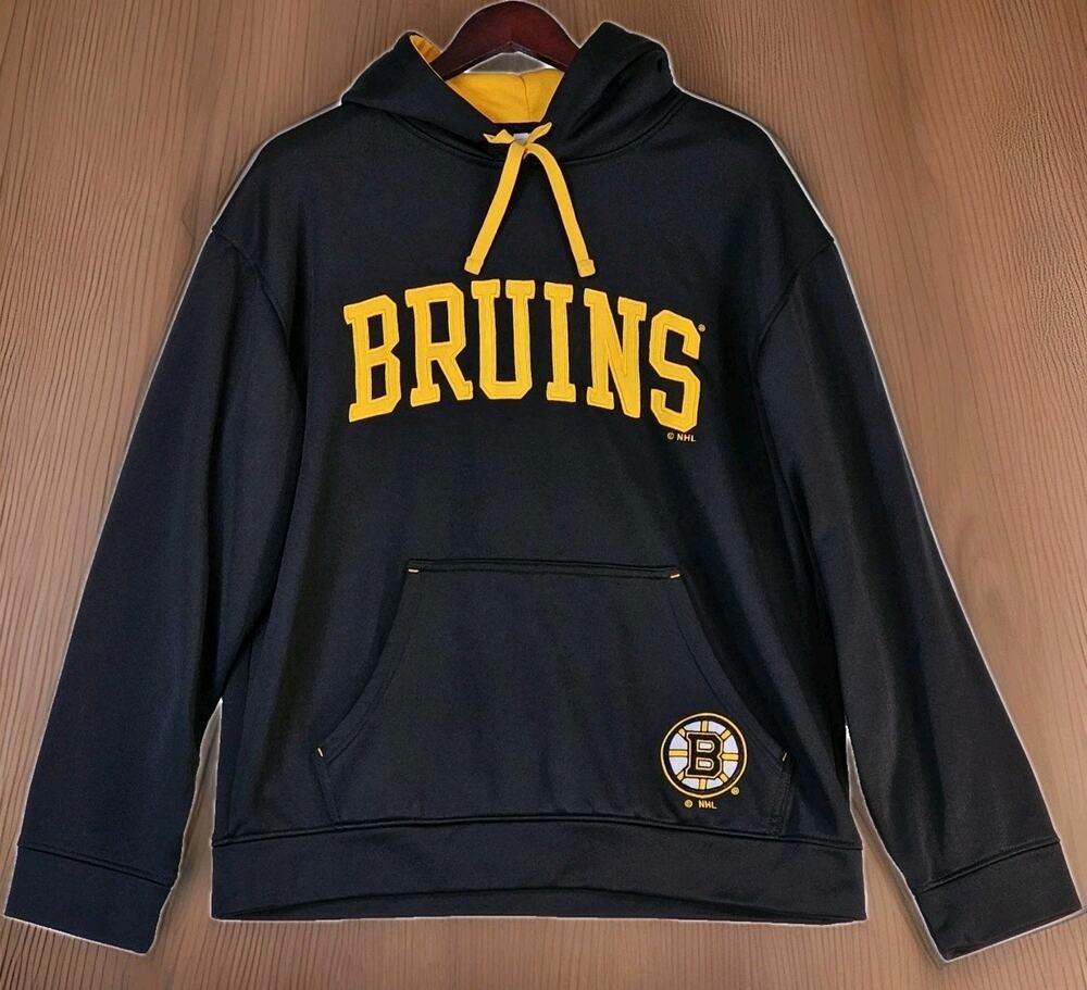 Boston Bruins NHL Hoodie Men’s Large Black Yellow Stitched Logo Knights Apparel